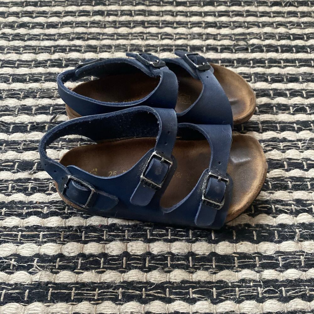 🌿Birkenstock Kids Navy Blue Leather Cork Strappy Sandals C7/25